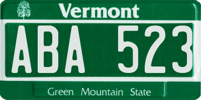 VT license plate ABA523
