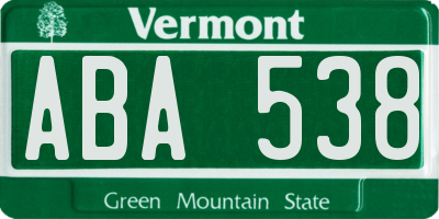 VT license plate ABA538