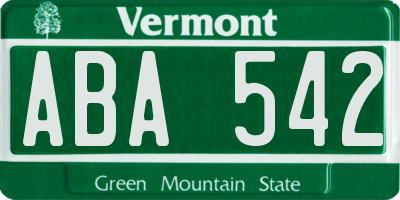 VT license plate ABA542