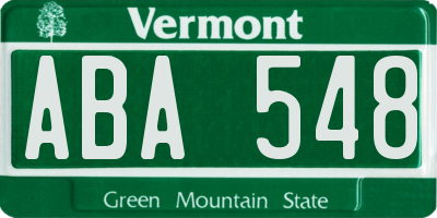 VT license plate ABA548