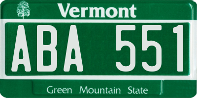 VT license plate ABA551