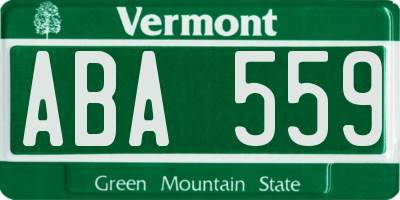 VT license plate ABA559