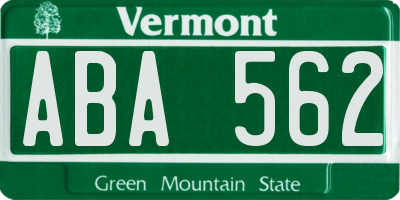 VT license plate ABA562