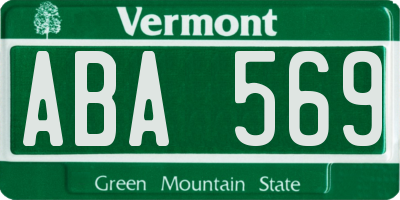 VT license plate ABA569