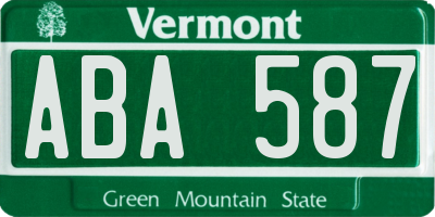 VT license plate ABA587