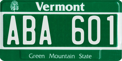 VT license plate ABA601