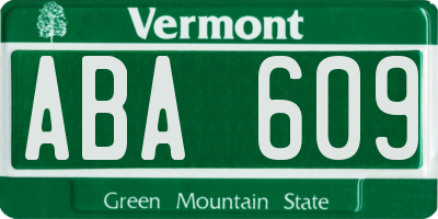 VT license plate ABA609
