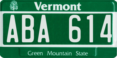VT license plate ABA614