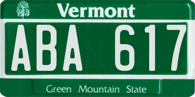 VT license plate ABA617