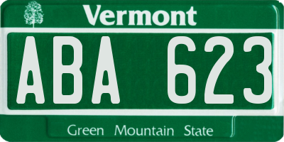VT license plate ABA623
