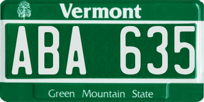 VT license plate ABA635