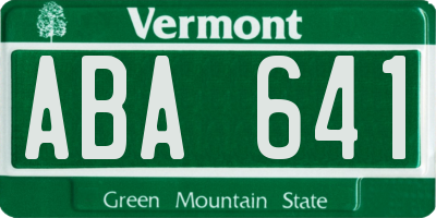 VT license plate ABA641