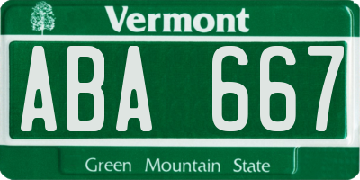 VT license plate ABA667