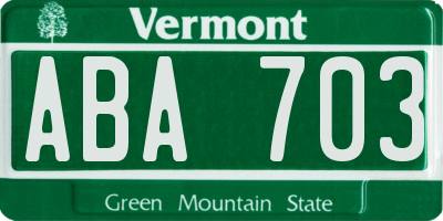 VT license plate ABA703
