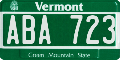 VT license plate ABA723
