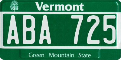 VT license plate ABA725