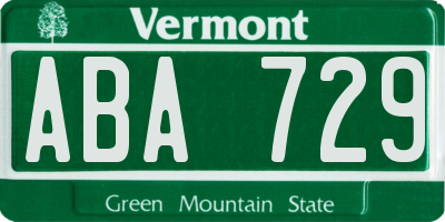 VT license plate ABA729