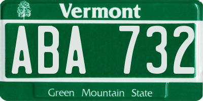 VT license plate ABA732