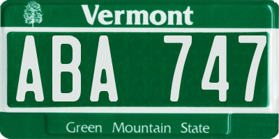 VT license plate ABA747