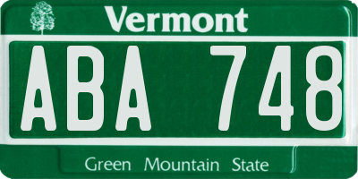 VT license plate ABA748
