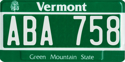 VT license plate ABA758