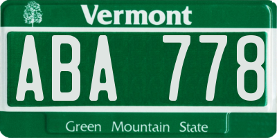 VT license plate ABA778