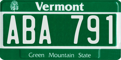 VT license plate ABA791