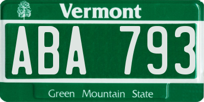 VT license plate ABA793