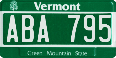 VT license plate ABA795
