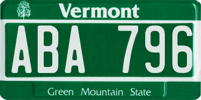 VT license plate ABA796