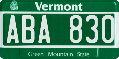 VT license plate ABA830