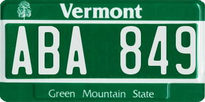 VT license plate ABA849