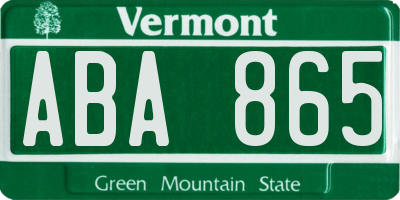 VT license plate ABA865