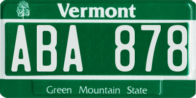 VT license plate ABA878