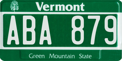 VT license plate ABA879