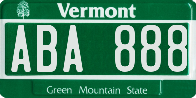 VT license plate ABA888