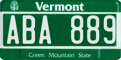 VT license plate ABA889