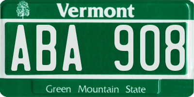 VT license plate ABA908