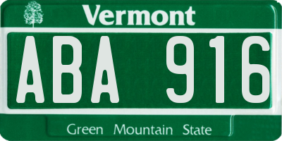 VT license plate ABA916
