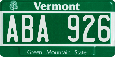 VT license plate ABA926