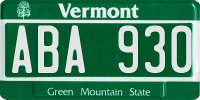 VT license plate ABA930
