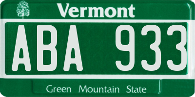 VT license plate ABA933
