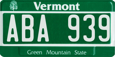 VT license plate ABA939