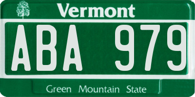 VT license plate ABA979