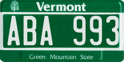 VT license plate ABA993