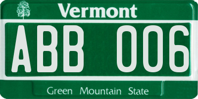 VT license plate ABB006