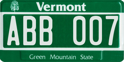 VT license plate ABB007