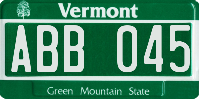 VT license plate ABB045