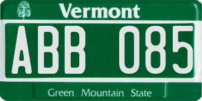 VT license plate ABB085