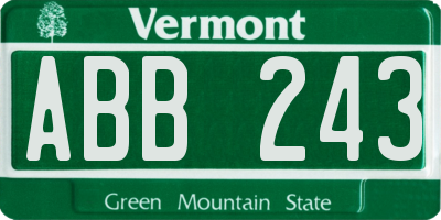 VT license plate ABB243